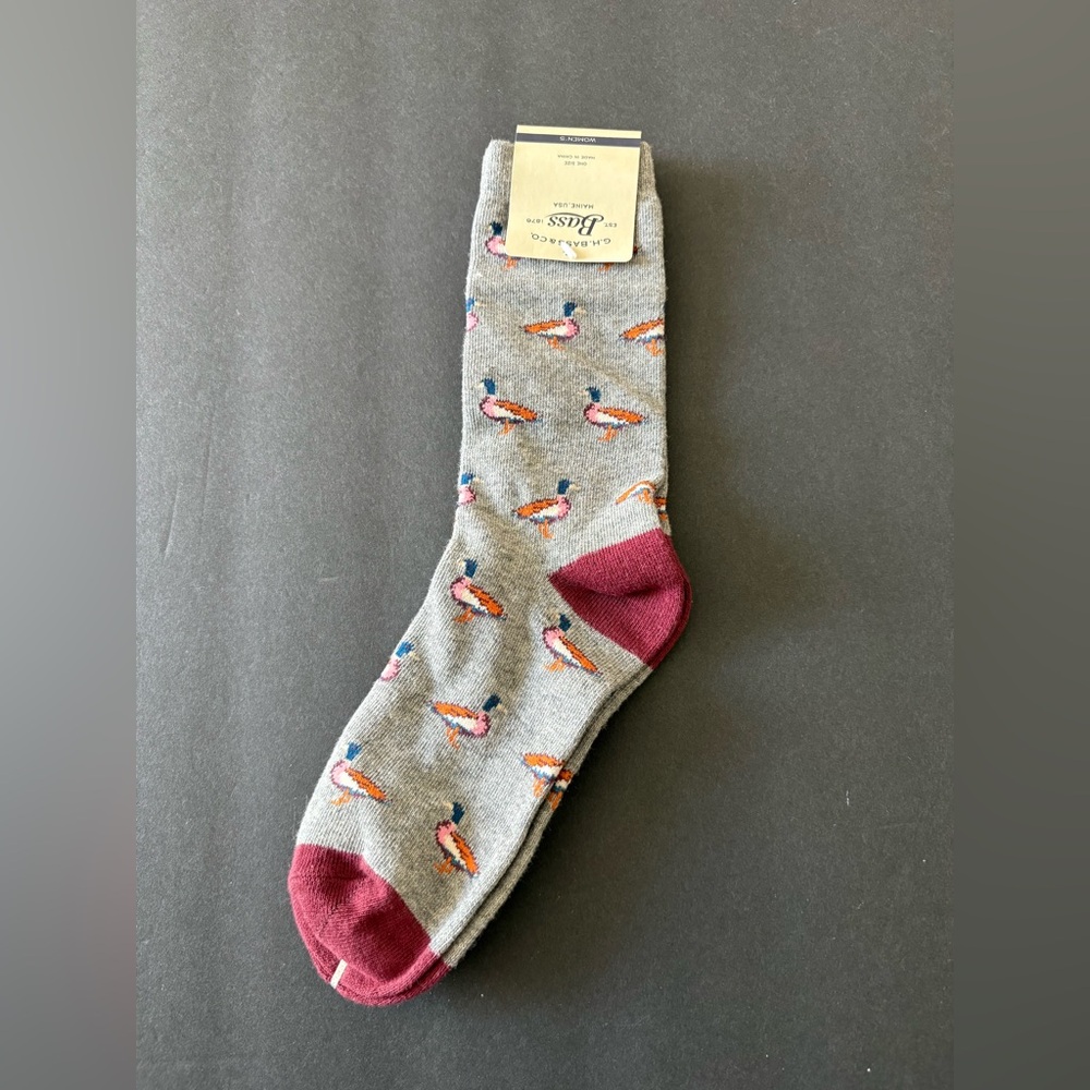 G.H. Bass & Co. Gray all over duck print Socks with Vibrant Accents